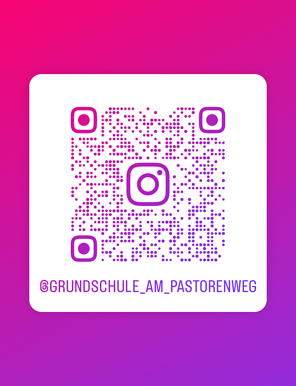QR-Code zu Instagram vor rot, lila Hintergrund