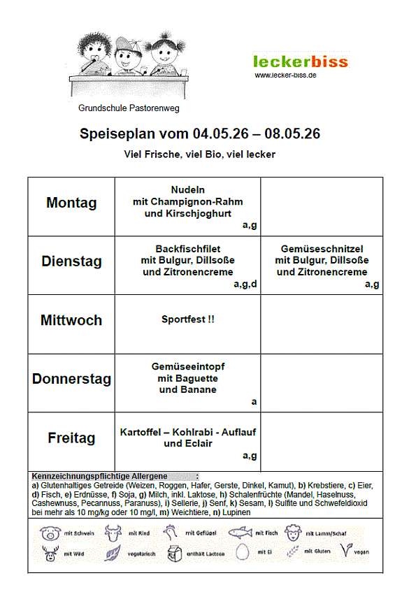 Hier ist der aktuelle Speiseplan zu sehen