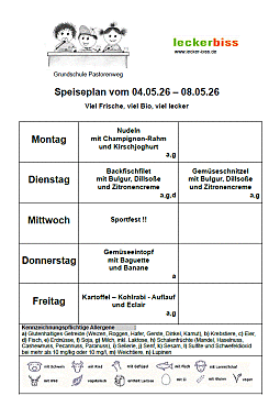 Hier ist der aktuelle Speiseplan zu sehen