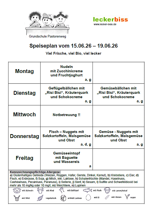 Hier ist der aktuelle Speiseplan zu sehen