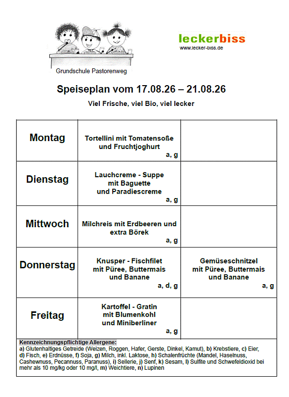 Hier ist der aktuelle Speiseplan zu sehen