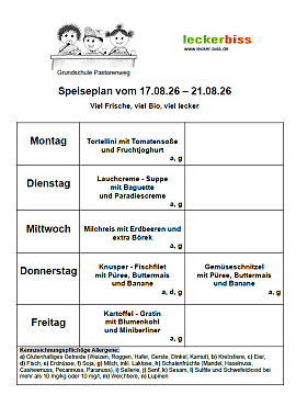 Hier ist der aktuelle Speiseplan zu sehen
