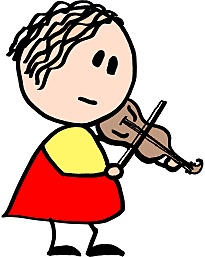 Hier ist ein Strichmännchen mit einer Geige zu sehen